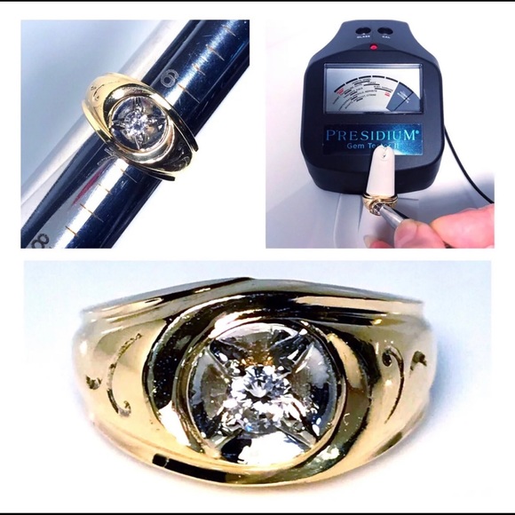 14KT RETRO 1950's MID CENTURY MODERN .21 CARAT FIREY DIAMOND SOLID Y GOLD RING - Picture 6 of 13